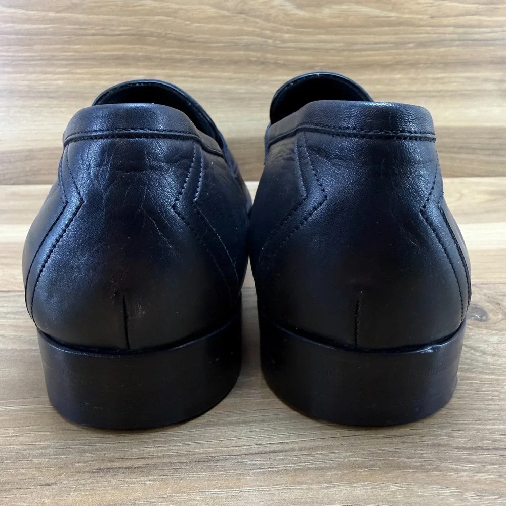 Ermenegildo ZEGNA Penny Loafers Mens 9 Black Leather Dress Formal Business